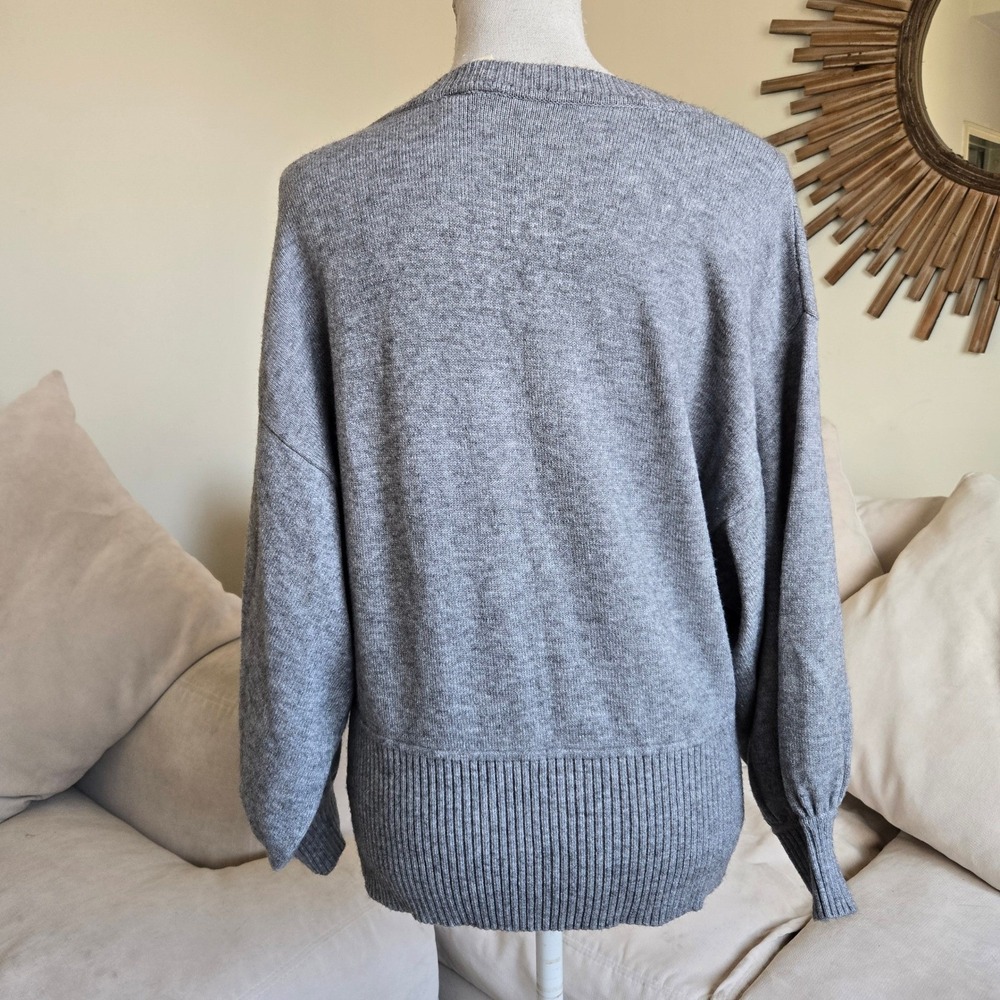Moth Anthropologie Sz M Gray Knit Sweater Women's Medium Long Sleeve Pullover - Picture 3 of 9
